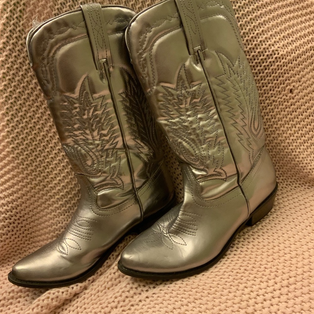 Silver cowboy boots brand Coconuts by Matisse
